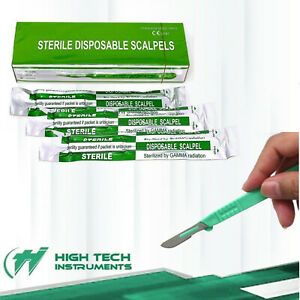 Disposable Scalpel Blades| #10 Sharp, Tempered Stainless-Steel Blades | Sterile