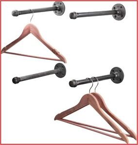 PIPE DECOR Industrial Pipe Wall Mounted Clothing Rack, Commercial or Residential