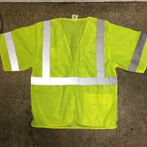 VizCon 1 Pocket Lime Yellow Safety Vest Reflective ANSI/ISEA  Medium Class 3