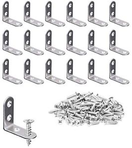 L Bracket Corner Brace 18 Pieces with 72 Screws Set Stainless Steel 40mmx40mm Me