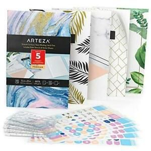 Small Pocket Notebook Set, 5 Pcs, 5 x 8 inches, 2 Ruled, 2 Various Designs