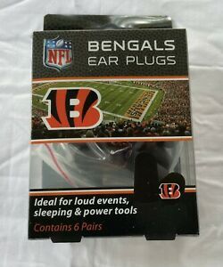 New Lot of 2 NFL Cincinnati Bengals Ear Plugs Contains 12 Pairs Noise Reduction