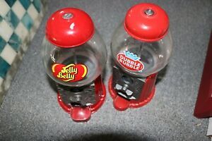 Lot of 2 JELLY BELLY &amp; DOUBLE BUBBLE Small Size Coin Operated Gumball Machines