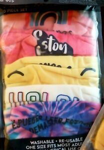 SPANISH ESPANOL FACE MASKS 5pc SET ADULT SIZE MULTI COLOR, BNWT