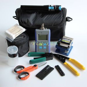 Fiber Optic FTTH Tool Kit Fiber Cleaver Power Meter 10Mw VFL Wire Cable Stripper