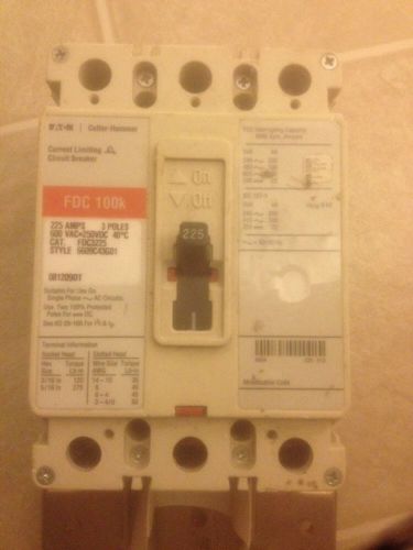 1 cutler hammer fdc3225 225 amp 3 pole 600 vac circuit breaker for sale