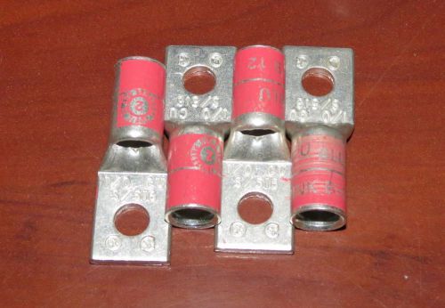 1/0 awg 5/16&#034; crimp compression (2 pressure) connector lug cu pink tpu blu lot 4 for sale