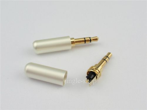 White 3.5mm 3 pole male repair earphones jack plug connector audio soldering for sale
