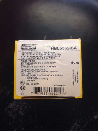 HUBBELL WIRING DEVICE-KELLEMS HBL5362ISA Receptacle,Surge Suppressor,20A,125V,IV