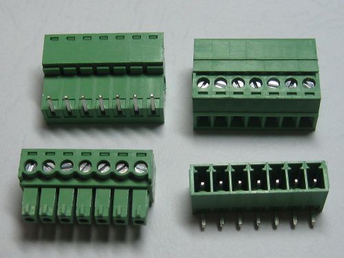 60 x Angle 90° 7 pin 3.81mm Screw Terminal Block Connector Pluggable Type Green