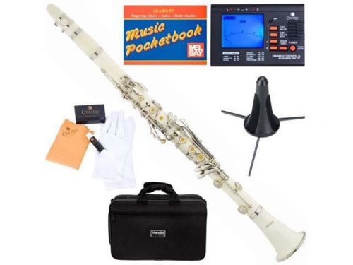 Mct-bl b flat white abs clarinet w/ case, tuner, stand, mouthpiece for sale
