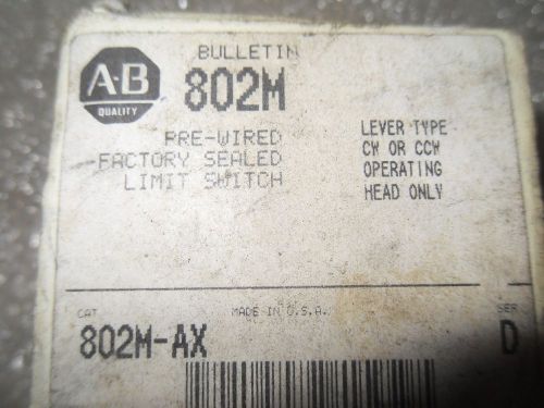 (rr13-1) 1 nib allen bradley 802m-ax pre-wired factory sealed limit switch for sale