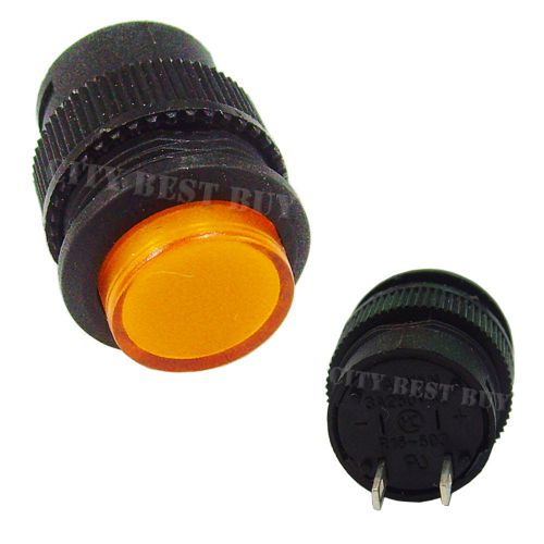 10 3A 250V AC SPST Momentary 2 Pin 16mm Push On Button Switch Orange 503B