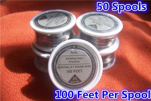 50 Spools x 100 feet Kanthal A1 Round Wire 24 AWG,(0.51mm),24 Resistance Gauge !