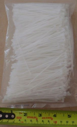 1000pc zip tie cable wraps 1/8&#034; wide x 4&#034; long 3x100 white for sale