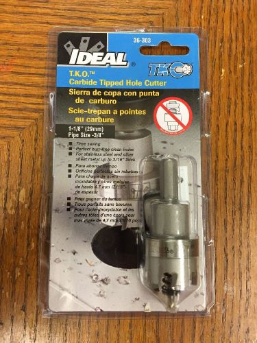 New ideal 36-303 t.k.o. carbide tipped hole cutter 1-1/8&#034; for 3/4&#034; pipe knockout for sale