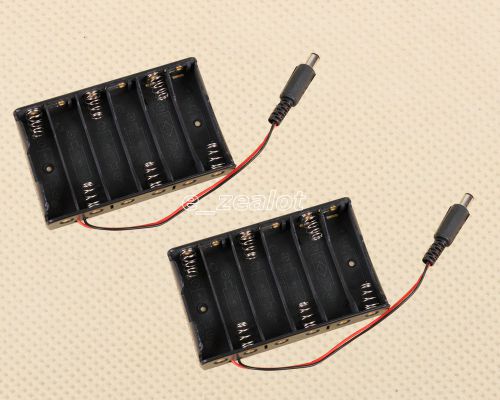 2pcs NEW 6XAA 6xAA 6*AA 9V Battery Holder Box Case Wire 5.5*2.1mm Plug