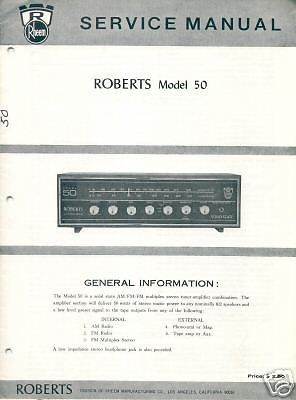 Roberts original service manual model 50 free usa ship for sale