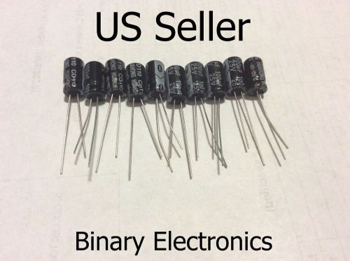 10pcs 100uF 25V Electrolytic Radial Capacitors USA Seller