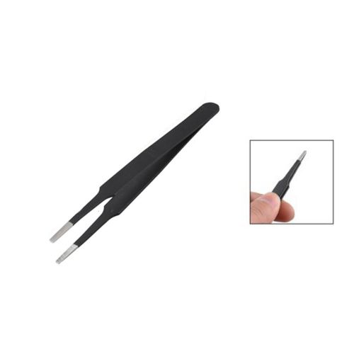 Anti-static flat square tip stainless steel straight tweezers 4.7&#034; for sale