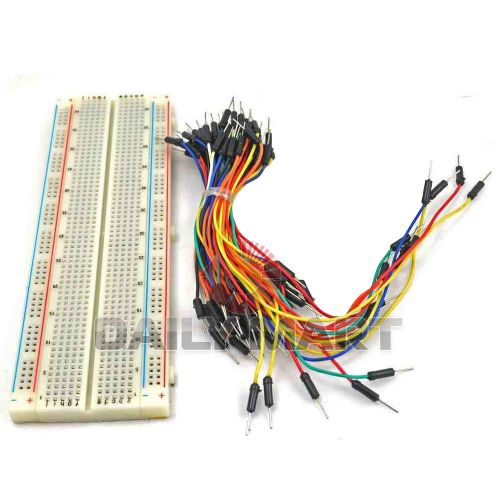 MB102 830 Tie Points Solderless PCB Breadboard+ 65 Pcs Jumper Cables for Arduino