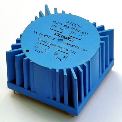 25VA Encapsulated Toroidal Transformer 115/230V, 15Vx2