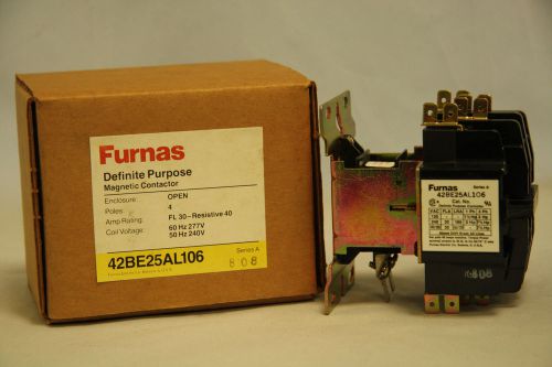 Furnas 42be25al106 definite purpose contactor fl 30 res 40 amp 4 pole 240v coil for sale
