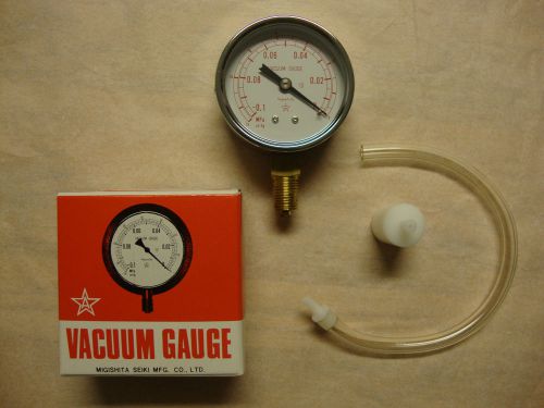 Migishita Seiki Vacuum Gauge, Type AT, Dia 60mm, -0.1 Mpa / 76 cm/Hg - NEW!!!