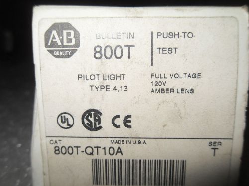 (Y6-1) 1 NEW ALLEN BRADLEY 800T-QT10A SER T PILOT LIGHT