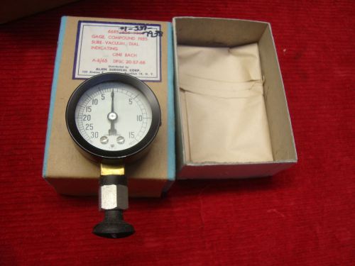 Vintage compound pressue gage vacuum dial indicating aljen surgical for sale