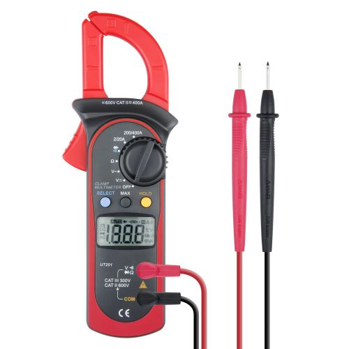 Ut201 lcd digital clamp multimeter voltmeter ammeter dmm dc ac ohmmeter tester for sale