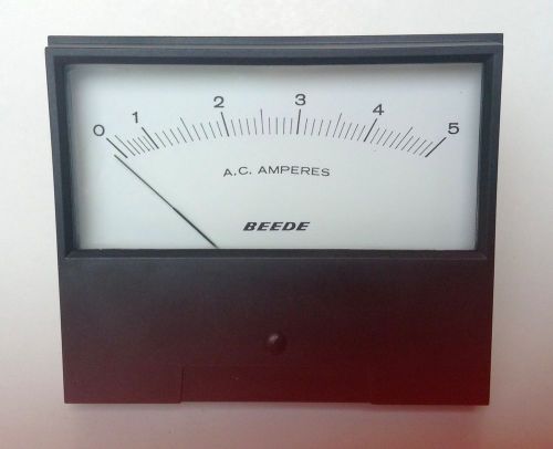 Brand new in box beede panel meter a.c. amperes 0-5 approx. 5&#034; x 4&#034; for sale