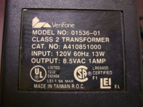 Genuine verifone 01536-01 a410851000  power supply  ip 120v 60hz 13w  op 8.5v 1a for sale