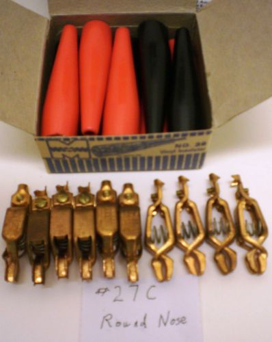 10 Test Clips Copper MUELLER #27-C Round Nose with 10 #29 Insulators Made in USA