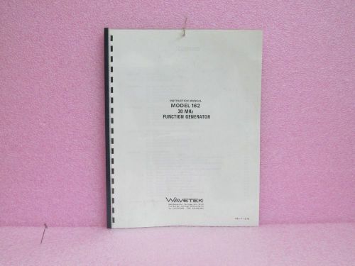 Wavetek Manual 162 30 MHz Function Generator Operating Manual Only (12/76)
