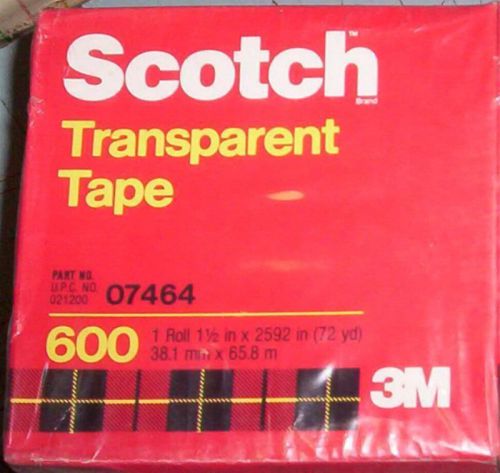 3M Scotch Brand 600 Transparent Cellophane Tape 1-1/2&#034; x 2592&#034;-NIB