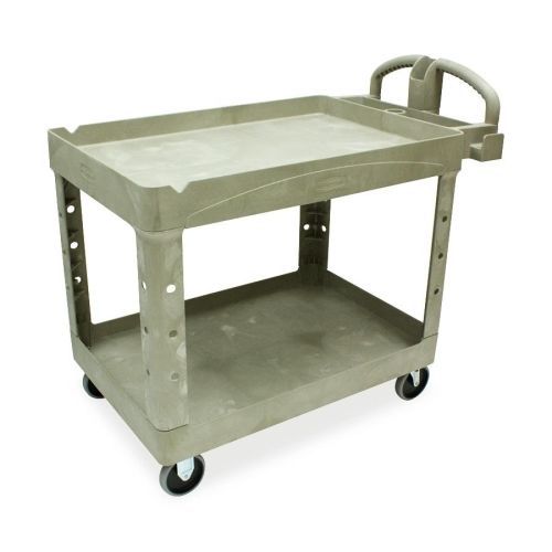Rubbermaid two shelf service cart - 2 shelf - 500 lb capacity - plastic - beige for sale