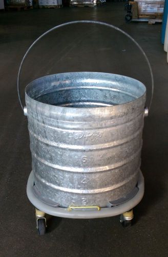 23-b geerpres galvanized round mop bucket, 8 gallon, w/ bumper &amp; casters #2042 for sale