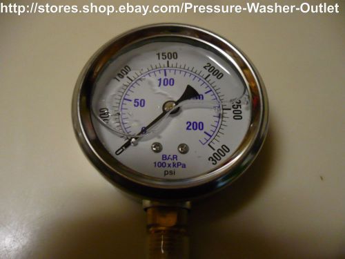 0-3000 psi liquid filled pressure gauge pic brand 1/4npt bottom mount 2 1/2 face for sale