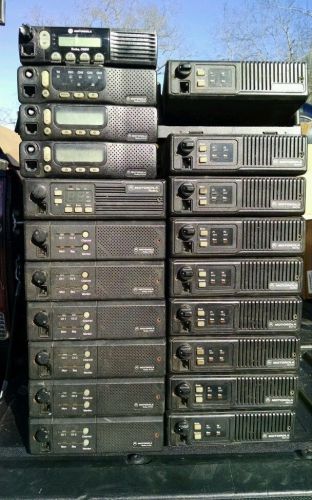 Lot of 19 Motorola Radius and MaxTrac Radios w/ 15 Microphones and Accessories