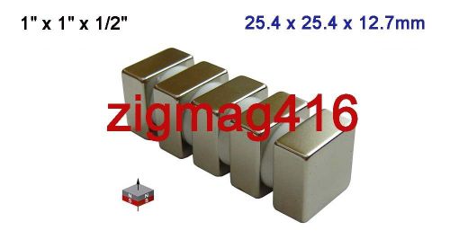 12 pcs of n45 1&#034; x 1&#034; x 1/2&#034; thick neodymium (rare earth) block magnet for sale