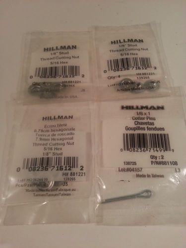 Hillman 1/8&#034; Stud Thread Cutting Nut 5/16 Hex 1/8x1 Cotter Pin 881121 881108