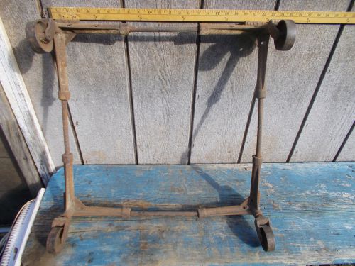 Antique 1879 vintage industrial factory adjustable cart dolly on wheels table for sale