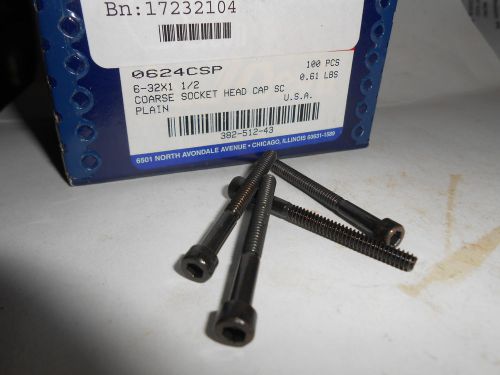 Box of 100  6-32 x 1-1/2&#034; socket head cap screws  usa for sale