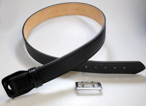 B59w sz 48&#034; g&amp;g basketweave leather sam browne 2.25&#034; police belt chromed buckle for sale