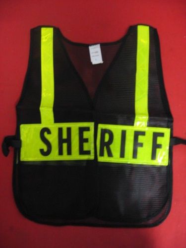 NEW - Sheriff  Black and Lime Green Reflective Traffic Safety Vest
