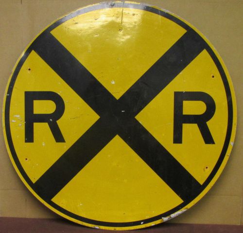Used vintage aluminum 36&#034; circle railroad crossing street traffic sign 1963 rr for sale