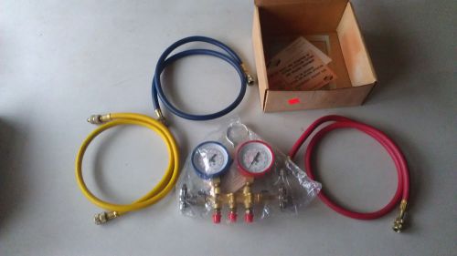 Uniweld a/c hvac manifold gauges with 36&#034; hoses. for sale