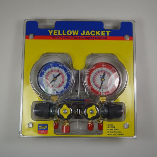 Yellow jacket 49963 titan 4-valve manifold gauge only, no hoses - new!!! for sale