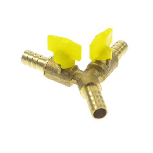 Qty.2 Equal 10 mm Barb Barbed Brass 3 Ways Gas Fitting Connector Valve